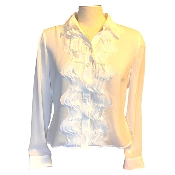 Précis Petite (UK) Delicate White Ruffle Blouse - Picture 2 of 10